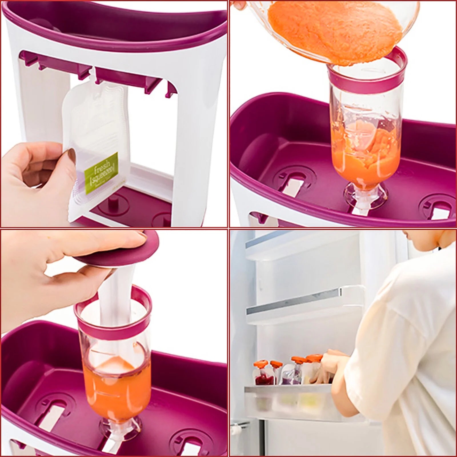 Squeeze Station for Homemade Baby Food, Pouch Filling Station for Puree Food for Babies and Toddlers, Dishwasher Safe and Bpa-Free with 10 Storage Bags 8.26"X8.66"X3.54"